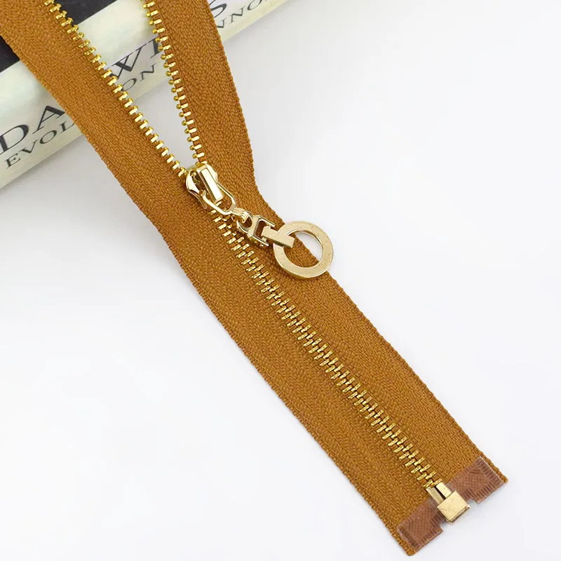 Brown Meetee 2/5 шт. 40-70 см 3# металлическая молния с открытым концом автоматической блокировки золотой зуб на молнии, декорированные DIY сумка пошив костюма поделки аксессуар ZA034 - Цвет: Brown