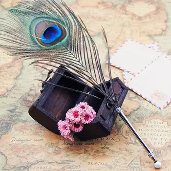

Super Cute Peacock Feather Ballpoint Pen Wedding Home Decoration Love Gifts For Wedding Office School Supplies