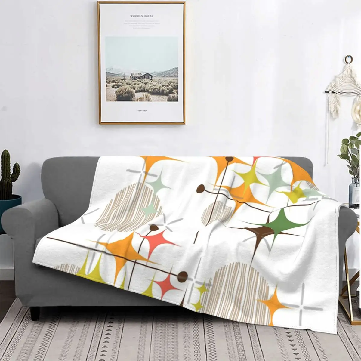 Eames Era Starbursts And globos 3 manta colcha cama a cuadros sofá Colchas con capucha ropa de y fundas | Дом и сад