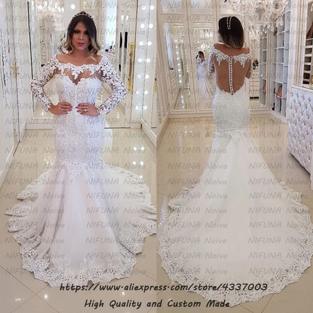 Vestido de Casamento модное свадебное платье с длинными рукавами es Mermaid Индивидуальные аппликации кружевное подвенечное платье сексуальное свадебное платье в стиле бохо
