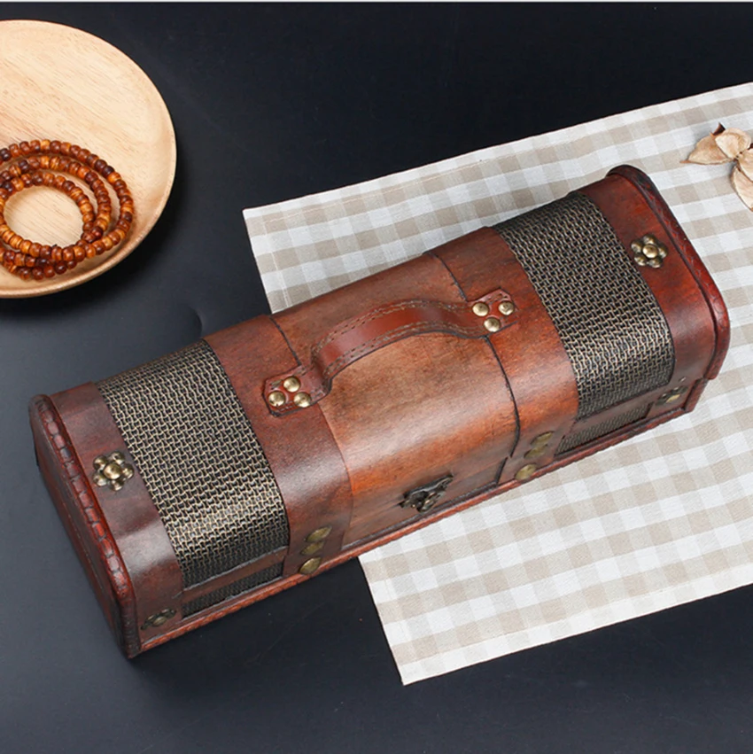 Деревянная декоративная коробка с ремешками старинная винтажная коробка для хранения вина для дня рождения Свадебные украшения