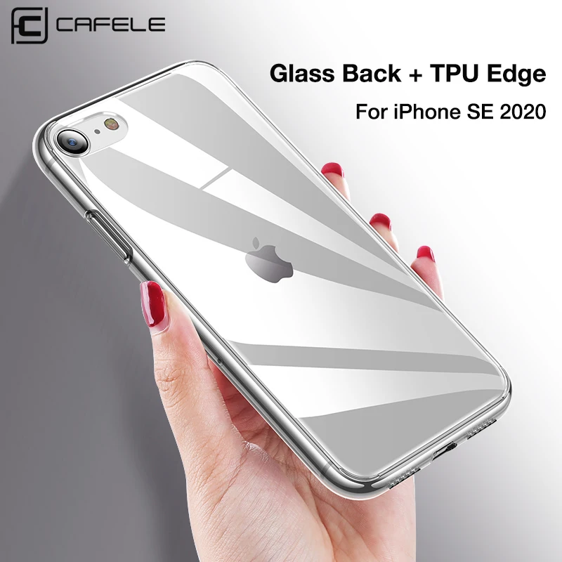 CAFELE – coque souple en verre trempé pour iPhone, compatible modèles SE 2020, SE 4.7, TPU, transparente