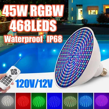 

45W RGB Swimming Pool Light with Remote Control RGB Underwater LED Light IP68 Submersible Led Lights E27 Garden Party Decoration