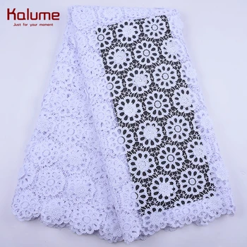 

Kalume African Milk Silk Guipure Cord Lace Fabric High Quality Nigerian Decal Water Soluble Lace For Party Dress Cord Lace 2031