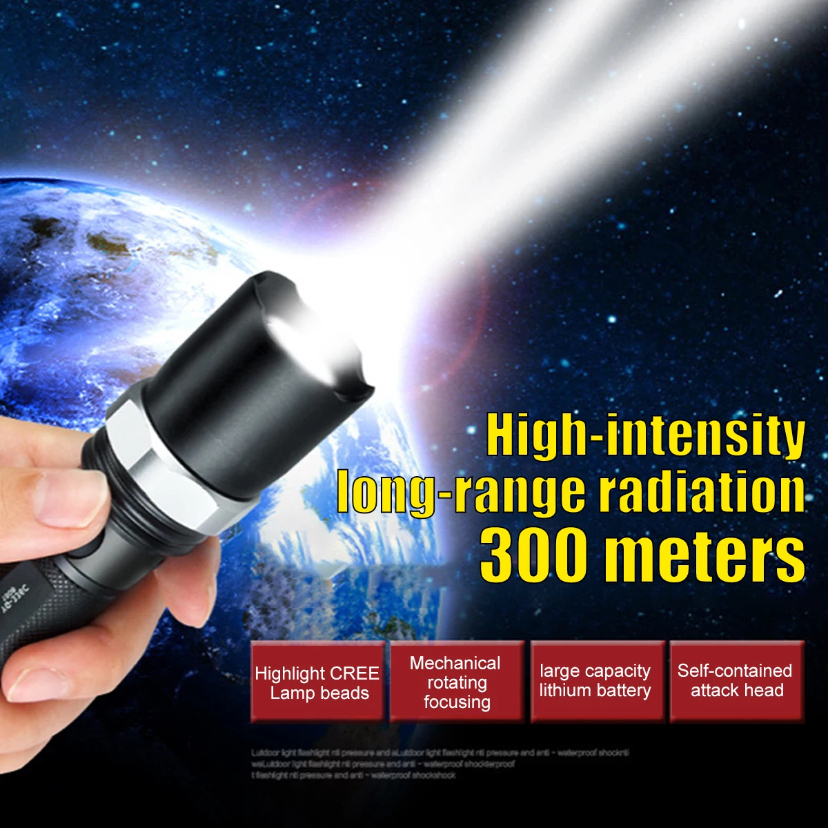 Светодиодный фонарик usb18650 Тактический перезаряжаемый применимый 200-500 м плавный dimmingcamping hiking night fishing night riding