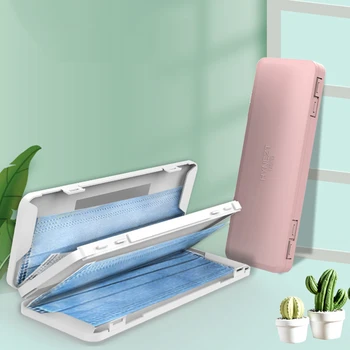 

New Portable Face Masks Storage Box With Mirror Moisture-Proof Cover Holder Mask Storage Seal Box Stationery Case Dustproof