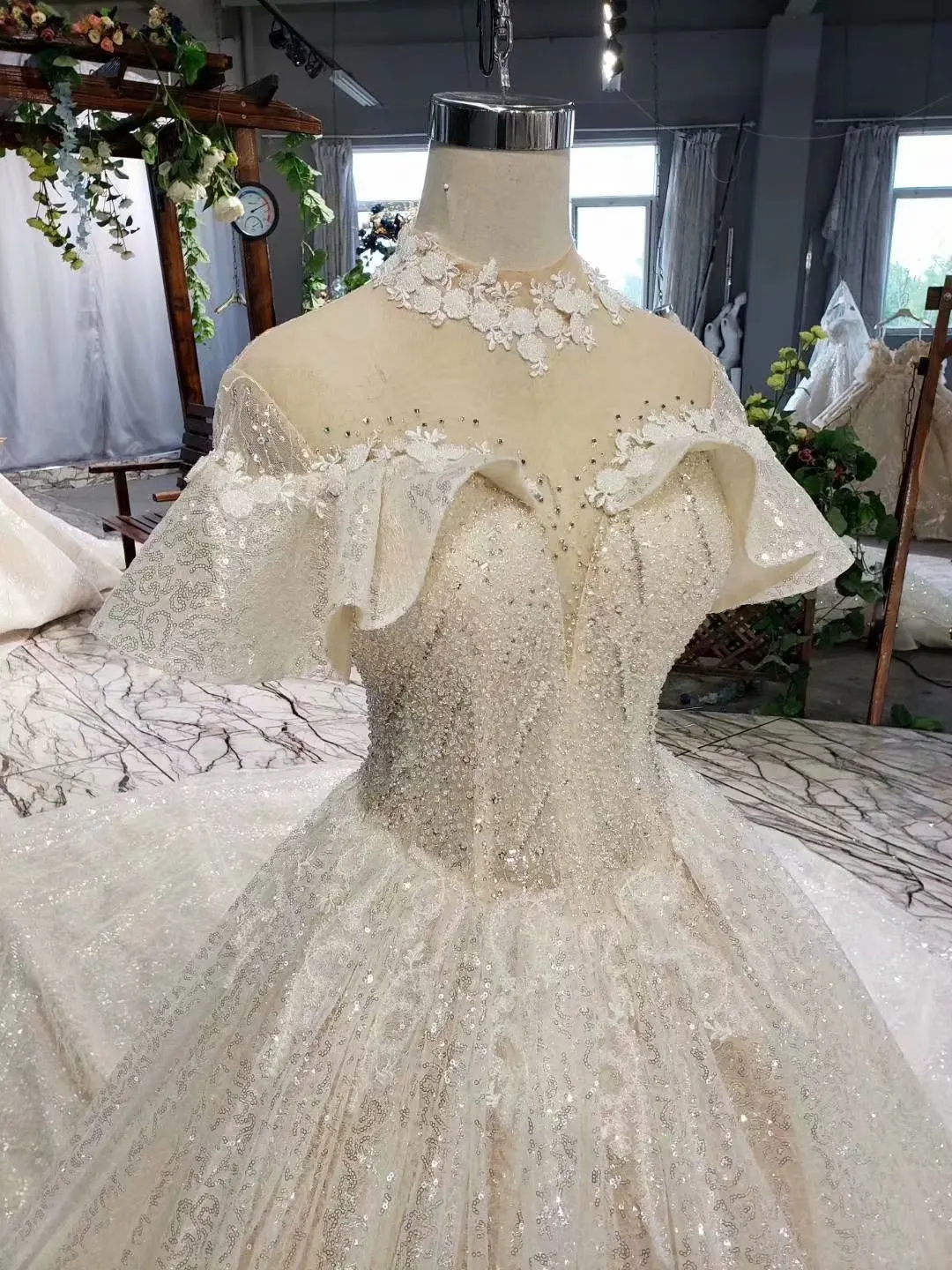 Кружевное черное свадебное платье с оборками, бальное платье, Vestido De Noiva Princesa, блестящие бисерные Аппликации, халат, большие размеры