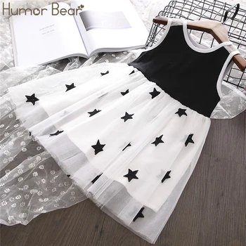 

Humor Bear Girls Dress Summer Brand New Princess Dress Star Mesh Vest Stitching Dress For Girls Baby Clothing