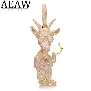 شراءقلادة من AEAW مخصصة لمجوهرات مغني الراب مدخنة الماعز مويسانيتي الصلبة S925 فضة حوالي 25.48ctw