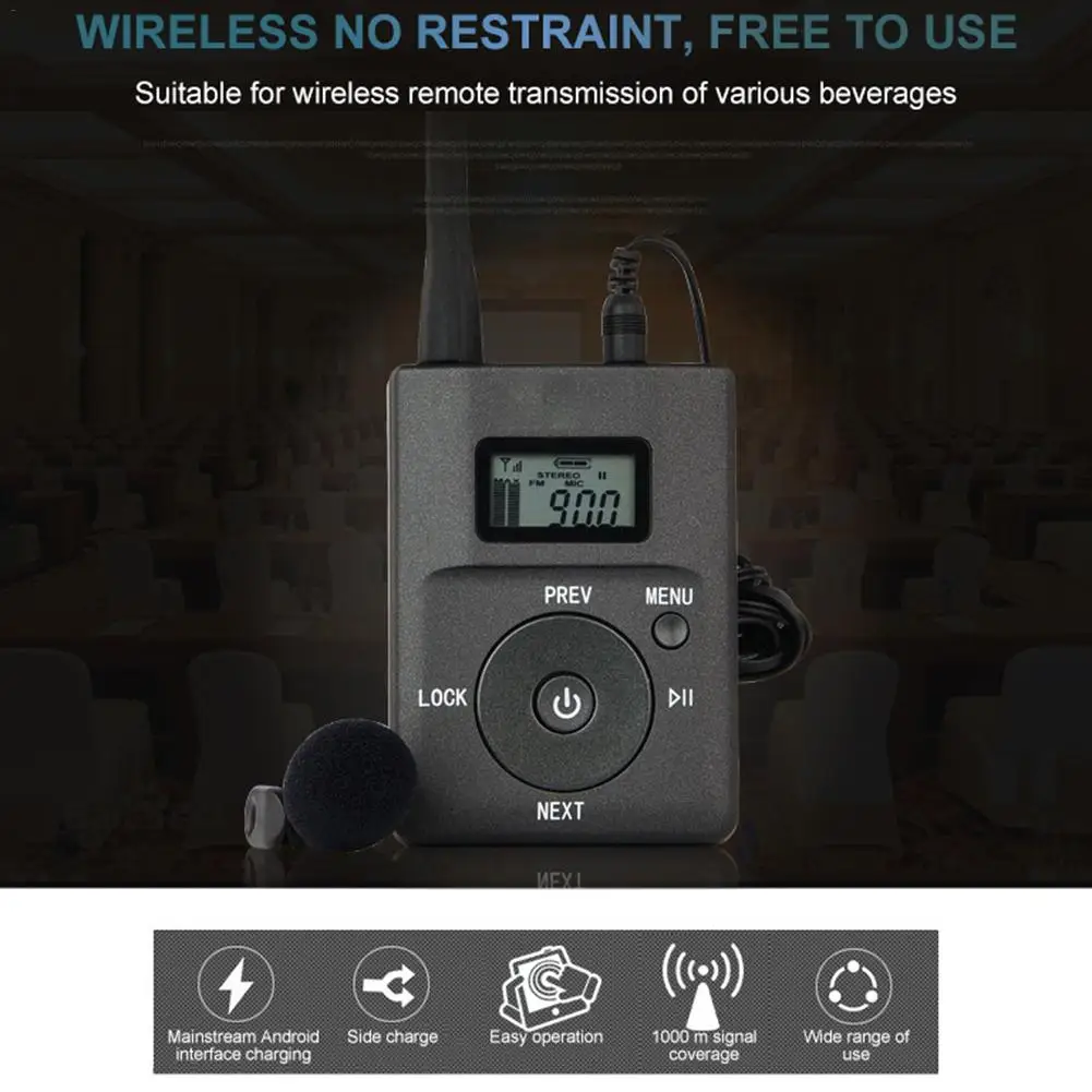 

Car Vehicle Portable Wireless FM Audio Transmitter Guide Conference Square Dance MP3/4 3.5MM AUX Low-power Stereo Radio Broadcas