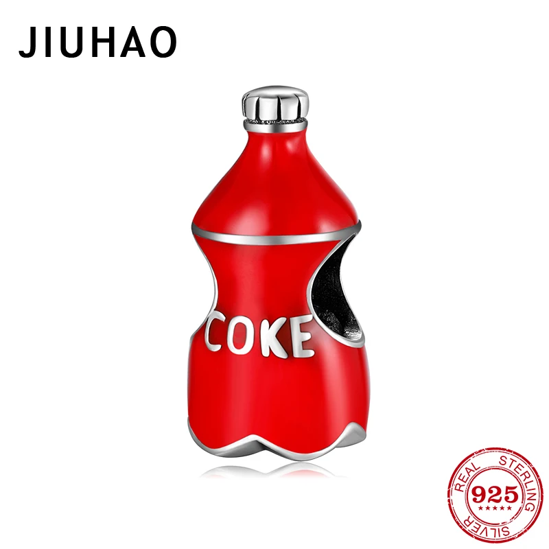 

Red classic bottle coke Genuine 925 Sterling Silver Charms Beads Fit Authentic Pandora Bracelets DIY Jewelry Making For gift