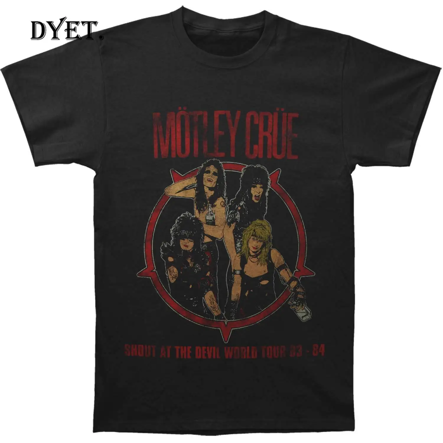 Motley Crue, Мужская футболка с надписью Shout At The Devil '83-'84, Ретро стиль, облегающая футболка, черные топы с коротким рукавом, футболка, уличная Мужская футболка