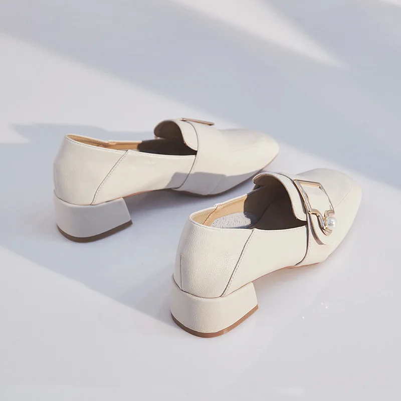 

Autumn Shoes Women's Semi-high Heeled 2019 New Style Loafers Women's Autumn Chunky-Heel Slip-on Versatile British-Style Small Le