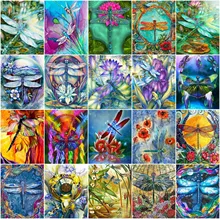 AZQSD Coloring By Number Frame Dragonfly Handpainted Modern Wall Art Oil Painting By Numbers On Canvas Animal Kits Home Decor