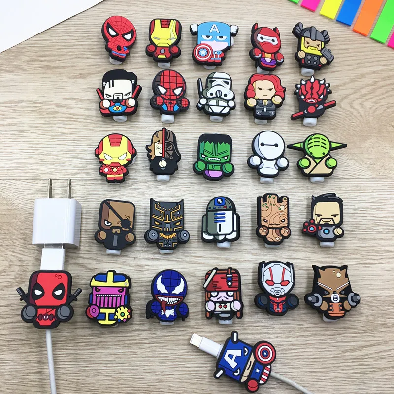 100pcs Disney Figure USB Data Cable Line Protector Anti Breaking Protective Sleeve For Charging Cable For Iphone  Android