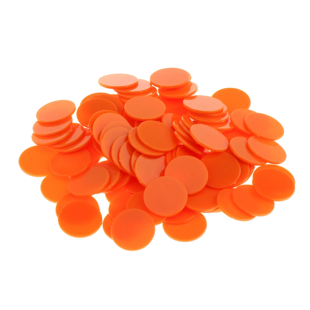 25 мм колючая пластиковая монета чип деньги 100 бочки баррель самолет безграничный карман бинго чипы - Цвет: Orange 0.98in