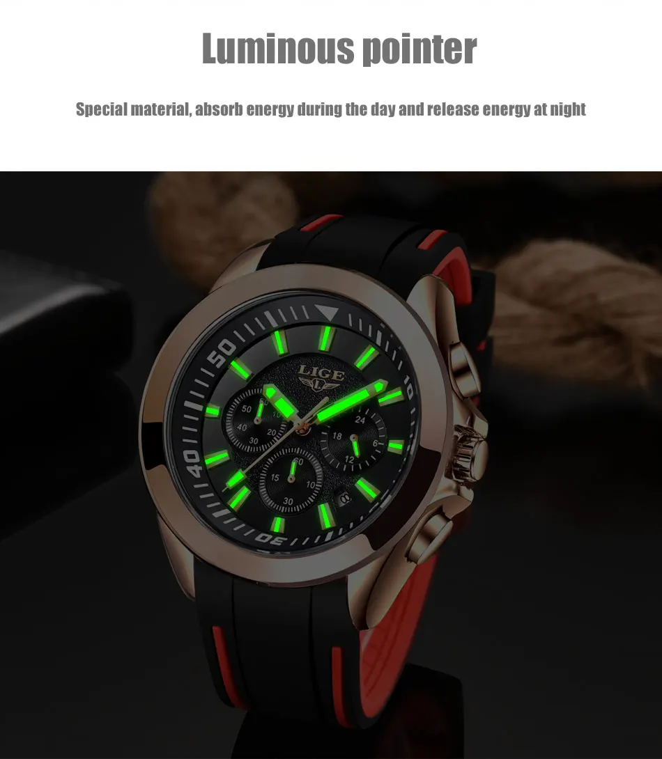 Relogio Masculino LIGE New Mens Watches Top Luxury Brand Men Unique Sports Watch Men's Quartz Date Clock Waterproof Wrist Watch