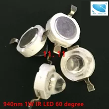 940nm инфракрасный светодиодный 60 градусов ИК светодиодный светодиод 1 Вт Невидимый ИК для камеры безопасности или принтера 40mil чип высокой мощности