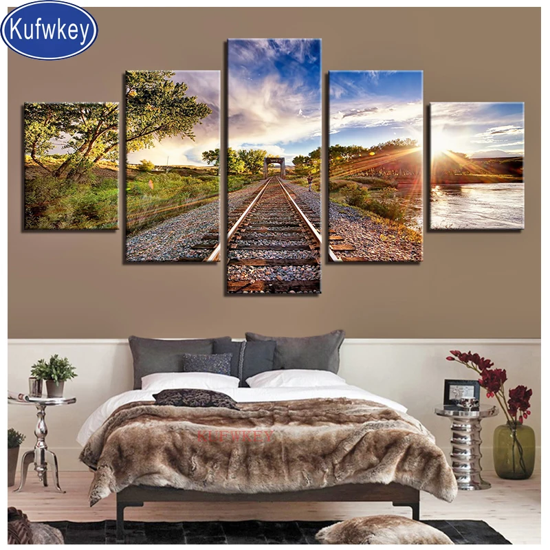 Пейзаж Восход ландшафт для железной дороги 3d diy алмазная живопись 5 шт. мозаика