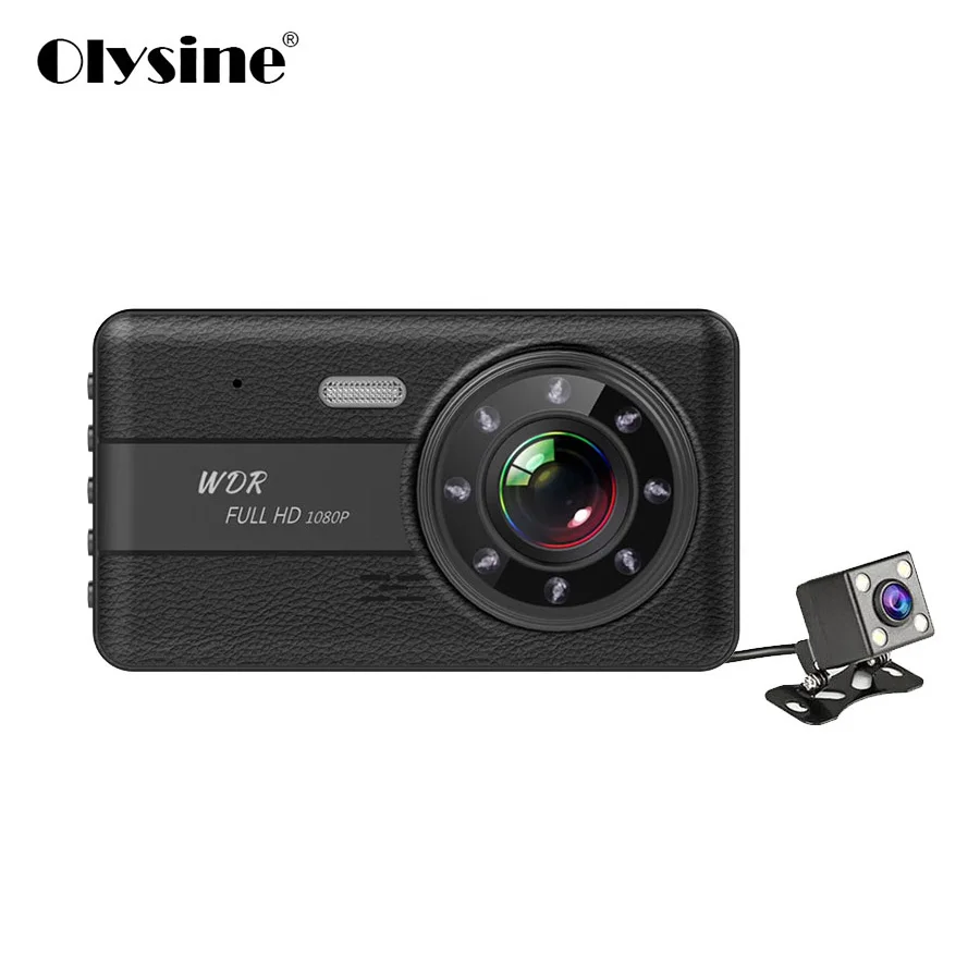 Olysine Новые 4 дюйма Dashcam Full HD 1080P Видеорегистраторы для автомобилей Двойной объектив диск Регистраторы Ночное видение тире Камера автомобильный видео регистратор