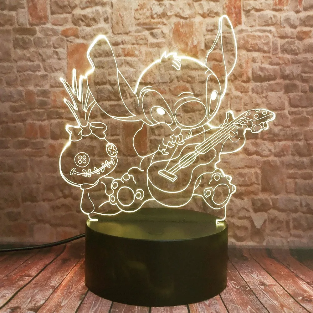 С рисунком героев из мультфильмов, собаки играет на гитаре с милой Scrump 3D светодиодный 7 цветов Изменение ночной Светильник детская Рождественская одежда для сна для девочек и мальчиков Игрушки Подарки