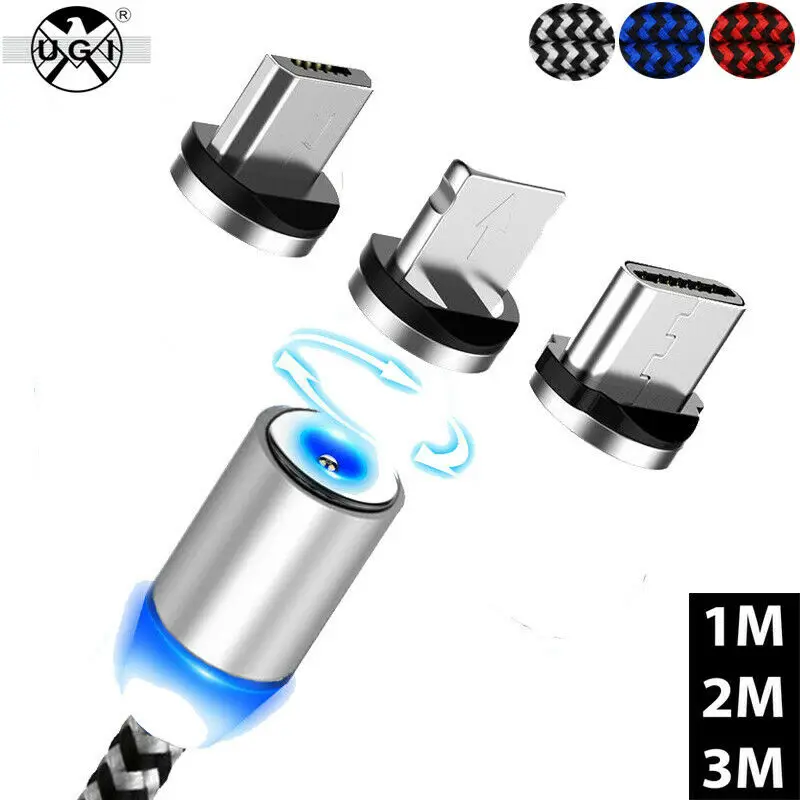 1-3 м Магнитный адаптер 360 ° Micro USB IOS USB-C A Быстрый usb кабель для зарядки samsung S6 S7 S8 IPhone 5