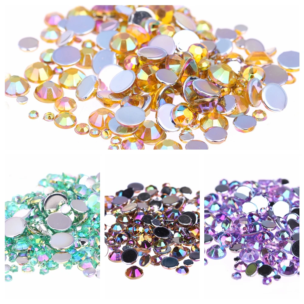 

8mm 500pcs AB Colors Nail Rhinestones for Shoes Clothing Decorations High Shine Sparkling Naill Diamonds Glitter Decoration Tips