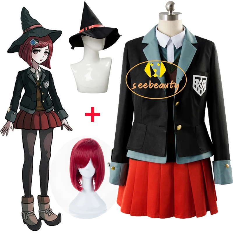 Женский костюм для косплея Danganronpa Yumeno Himiko красный парик школьная форма девочек