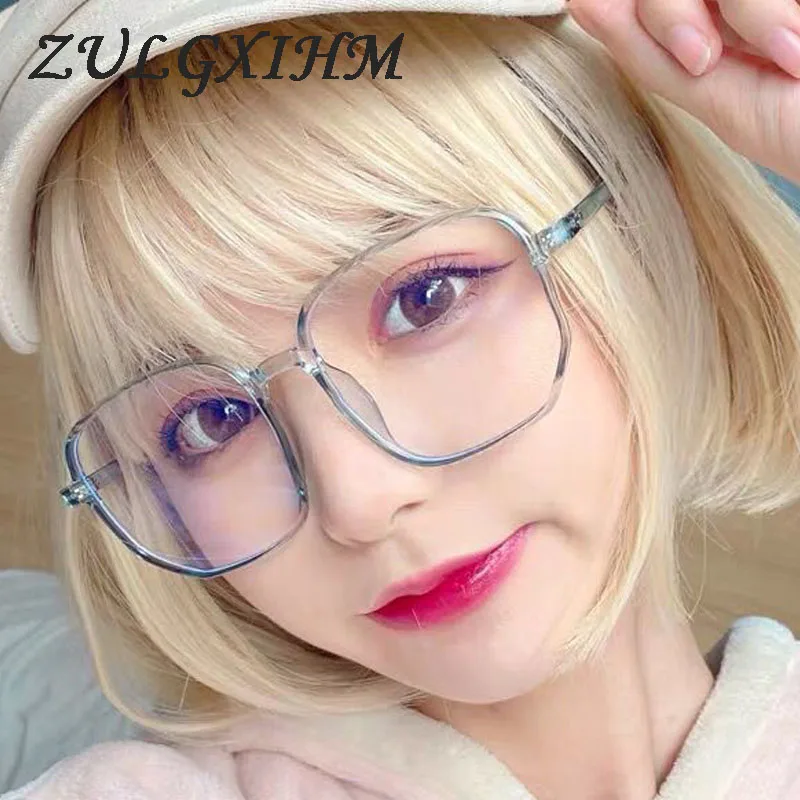 

2020 New Square Plain Eyewear Frame Color Flat Lens Spectacles Anti-blue Light Retro Glasses Frames