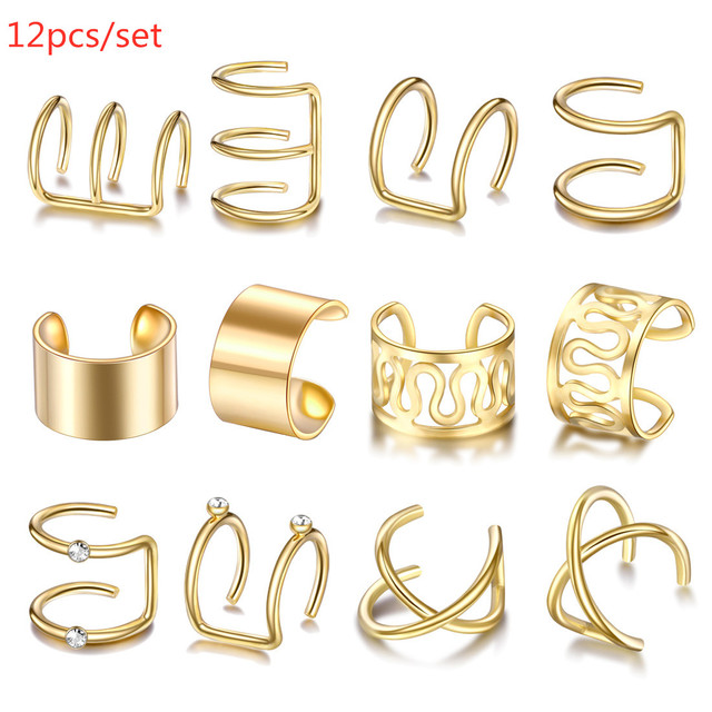 Cuff Gold Leaves Non-Piercing Ear Clips Fake Cartilage Earring Jewelry For Women Men Wholesale gifts