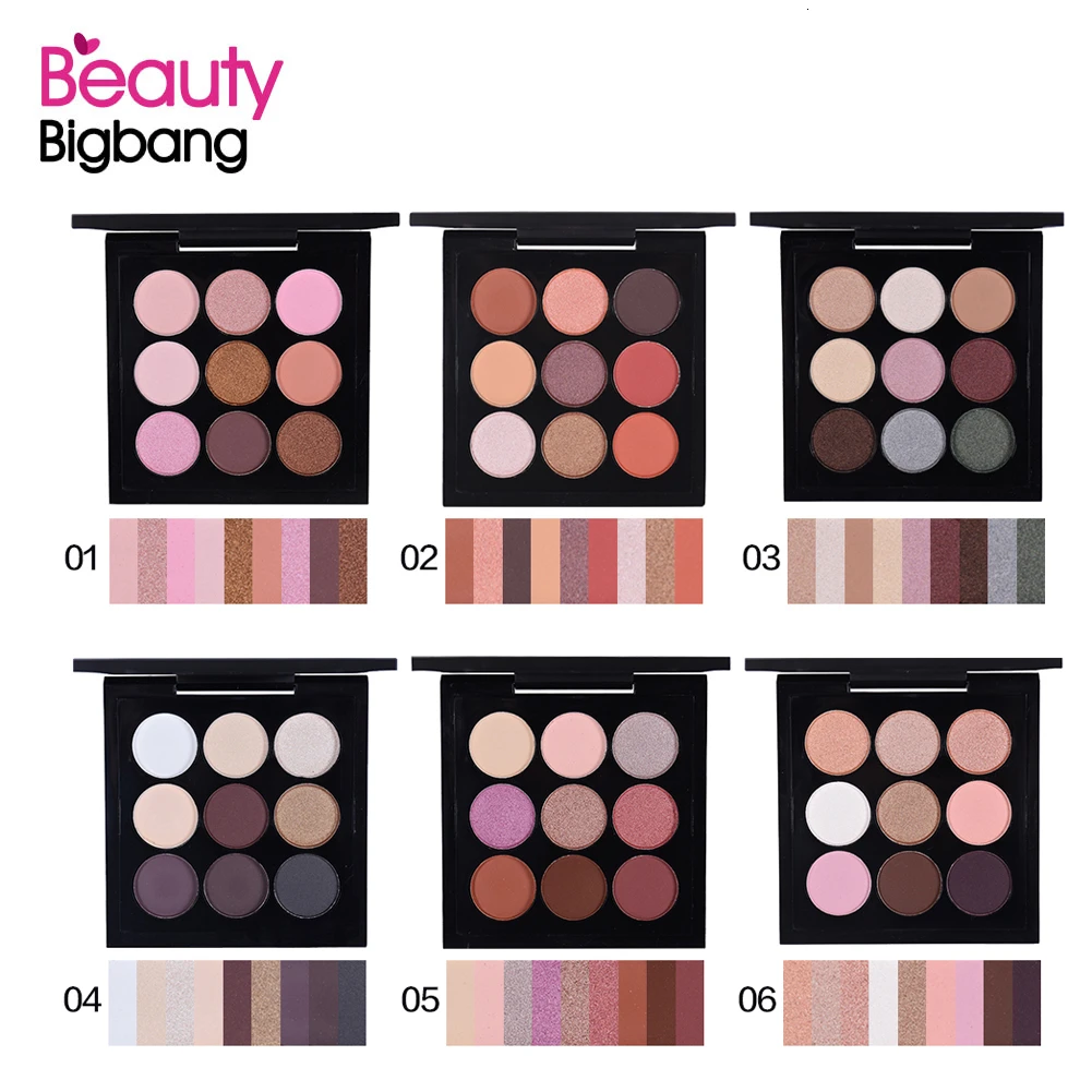 Billig Schönheit BigBang 75g 9 Farben Lidschatten Pallete 7,8 cm Matte Lidschatten Schimmer Make Up Pallete Sombras Maquiagens Powiek Lidschatten