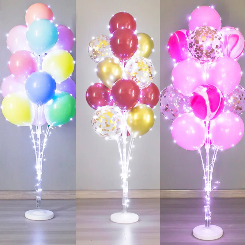 1 Set Thicken Adjustable Balloon Column Stand Kit Base With Light Decorations for Baby Shower Graduation Birthday Wedding Party