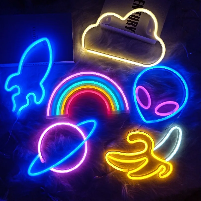 Led Lamp Art Wall Decor for Christmas Party Birthday Kids Room Wedding Cactus Battery not Included Unitake 3D Neon Signs Night Light 