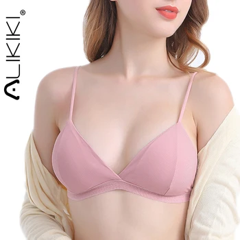 

Padded Sexy Lace Bralette Seamless Deep V Cotton Bra Wireless Thin Triangle Cup Underwear Sexy Lingerie Soft Bras For Women