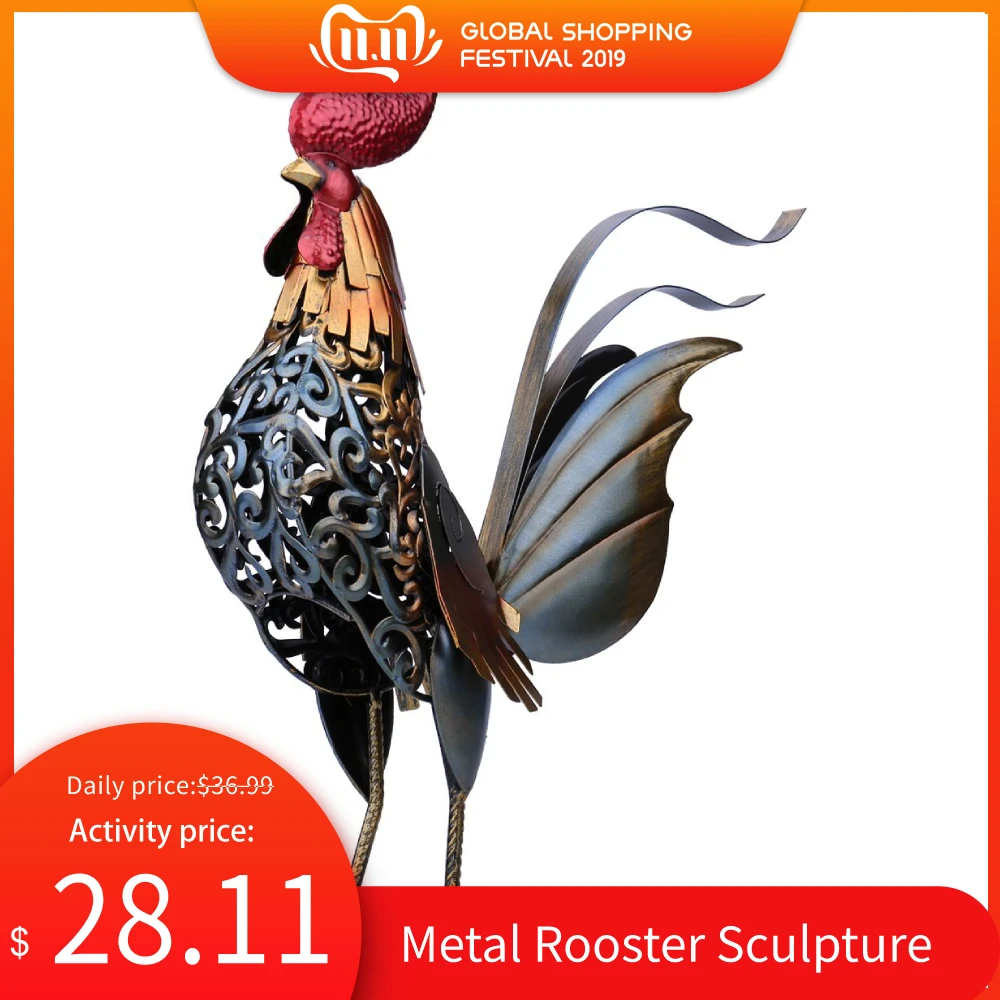 

Home Decore Rooster Sculpture Metal Carved Iron Rooster Home Articles Artwork Metal Rooster