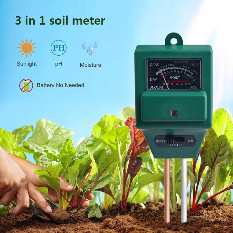 Soil PH Meter 3 in 1/2 in 1 Sunlight PH Meter Tester Light Humidity Acidity Moisture Measurement Tools for Garden Plant Flowers