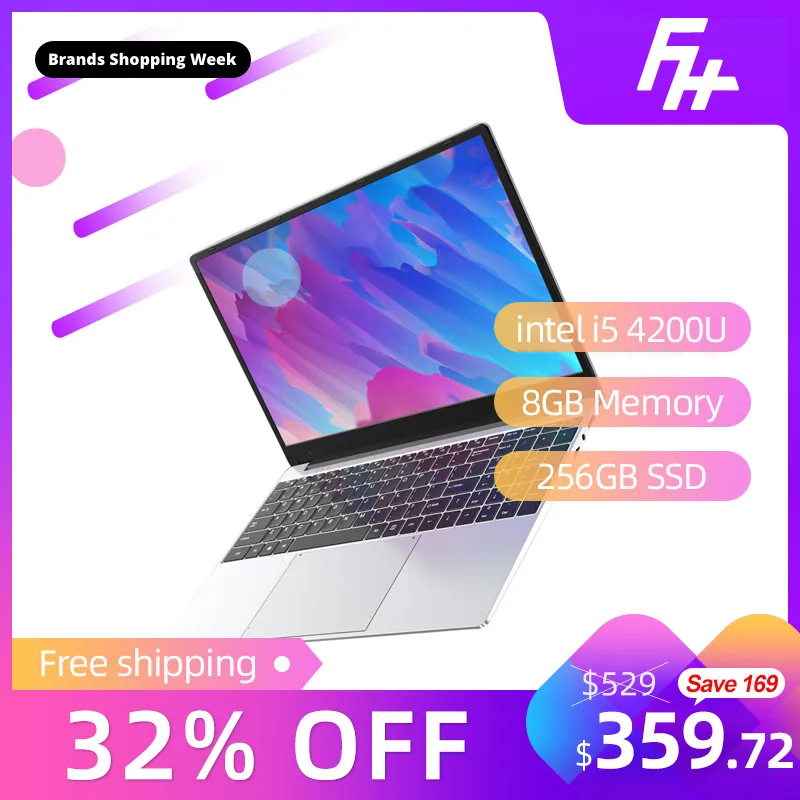 Funhouse 15.6 Inch I5 4200U 8G RAM 256G SSD Computer Portable Desktop Notebook Gaming Tablet Backlight Metal Gaming Laptops