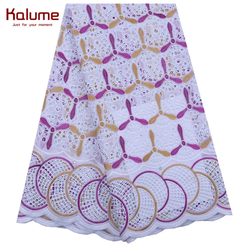 

Kalume 100% Cotton African Dry Laces Fabric 2020 High Quality Lace French Swiss Voile Embroidery Lace Fabric 5 Yards 1860