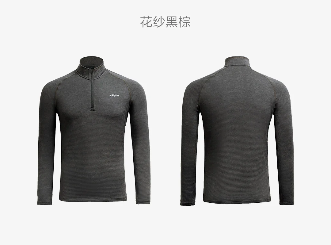 Zenph Men Plus Velvet Comfort Sweatshirt Sportswear Graphene Self-heating T-shirt Autumn O-neck Long-sleeved Sports T-shirt