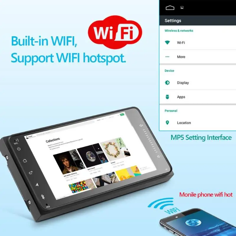 7-дюймовый автомобильный 2 DIN USB вкладыш MP5 плеер Bluetooth gps Navi Стерео FM радио встроено, WI-FI для Поддержка WI-FI точки доступа