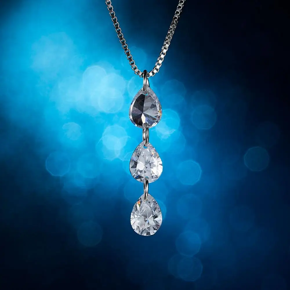 Роскошные 3 Круглые Овальные Подвески в форме капли из циркона ожерелья для