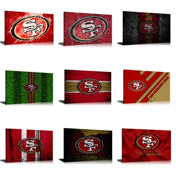 

HD Print Football Sports Team Flags Oil Painting Home Decor Wall Art on Canvas San Francisco 49ers Living Room Decoration