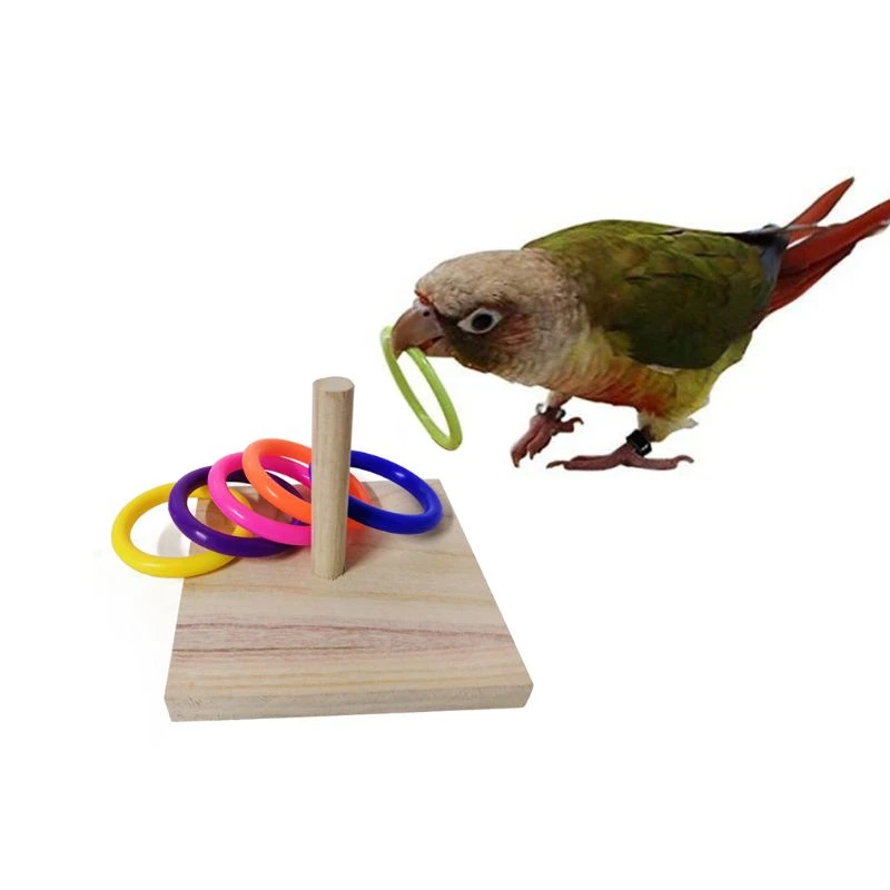 Bird Educational Toys Wooden Platform Stacking Rings Parrot Develop