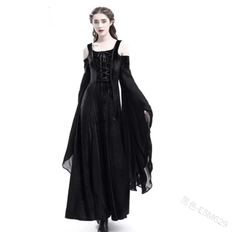 Женское платье до пола без пояса готическое в винтажном стиле| |