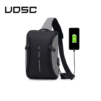 

UOSC Multifunctional Canvas Sling Bags For Man Anti-theft Messenger Bags Woman's Chest Bag Rechargeable Travel Shoulder Bag