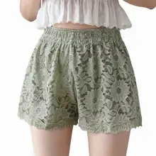 2021 moda verão feminino doce estiramento rendas de três pontos shorts moda doce cor lazer solto calças curtas mais tamanho L 4XL