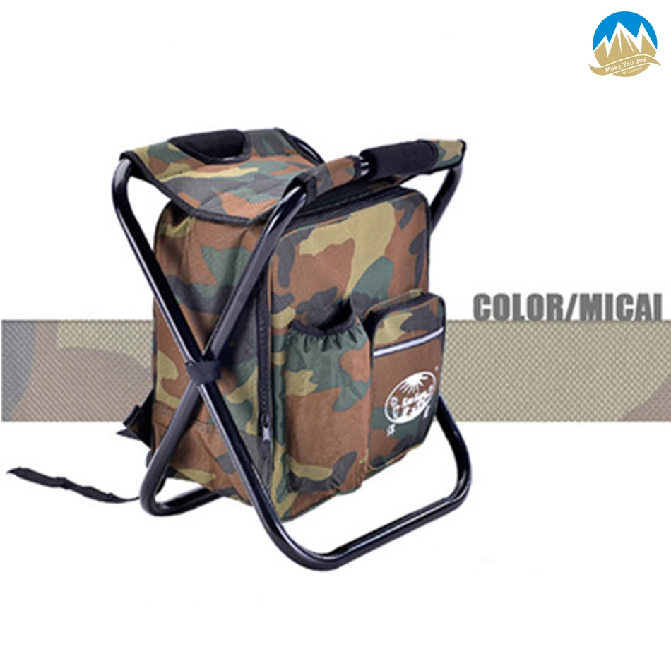 MYJ 3 in 1Collapsible Camping Seat Cooler Chair Insulated Ice Bag with stool &amp Padded sholder straps Foldable Fishing | Спорт и