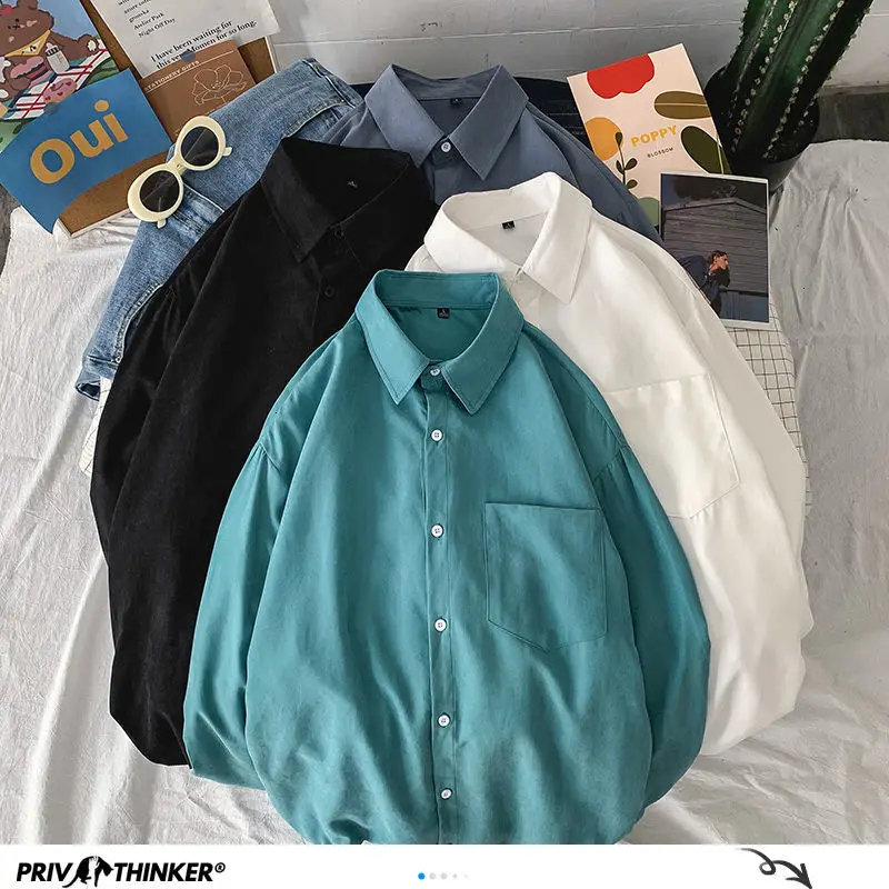 Privathinker Solid Color Oversized Basic Men's Shirts 2020 Harajuku Men Casual Long Sleeve Shirt Tops Streetwear Man Blouse Privathinker Solid Color Oversized Basic Men's Shirts 2020 Harajuku Men Casual Long Sleeve Shirt Tops Streetwear Man Blouse