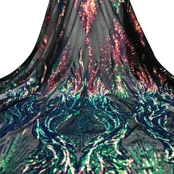 

2020 High Quality African Sequins Lace Fabric French Net Embroidery Tulle Lace Fabric For Nigerian Wedding Party Dress
