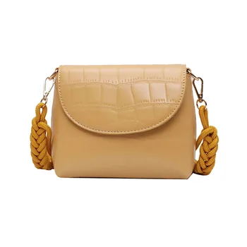 

Shoulder-bags Woven Cross-Body Bag Female 2020 New Summer Fashion Mini Size Yellow Black White Green Crocodile Pattern Pack Wea